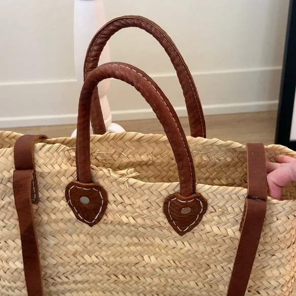 NWOT Authentic Handmade French Straw and Leather Basket Backpack | O/S - Picture 6 of 14